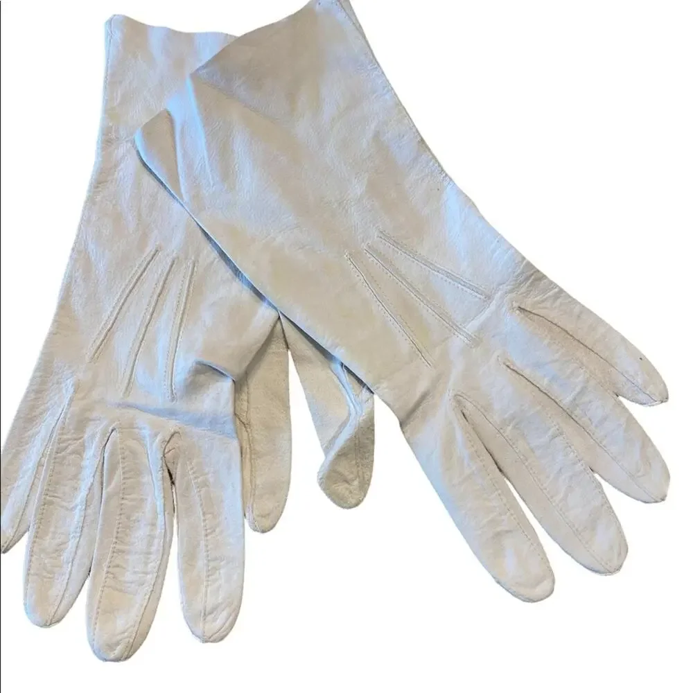 Vintage White Kidskin Gloves Made in Western Germany Very delicate